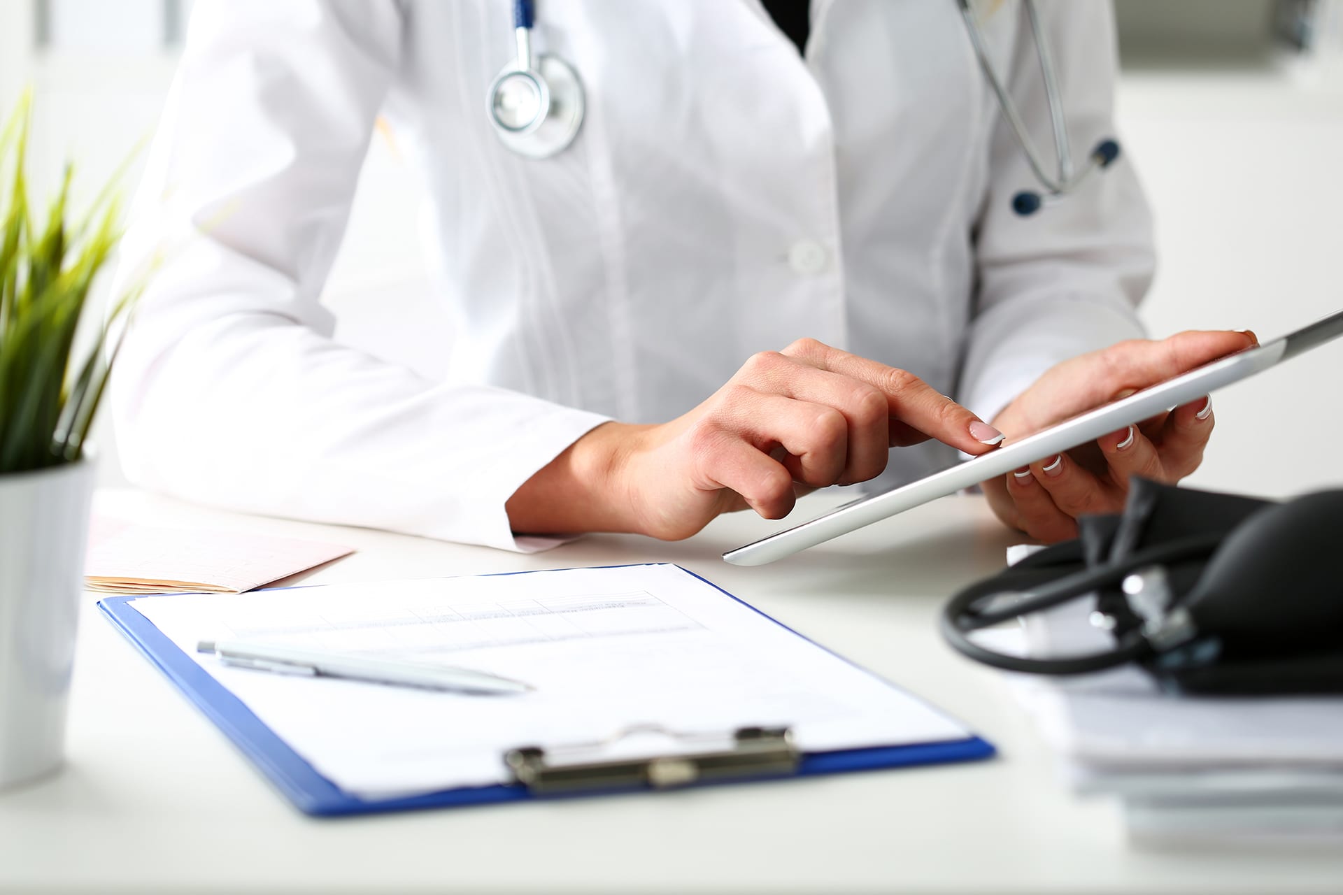 Doctor on a tablet